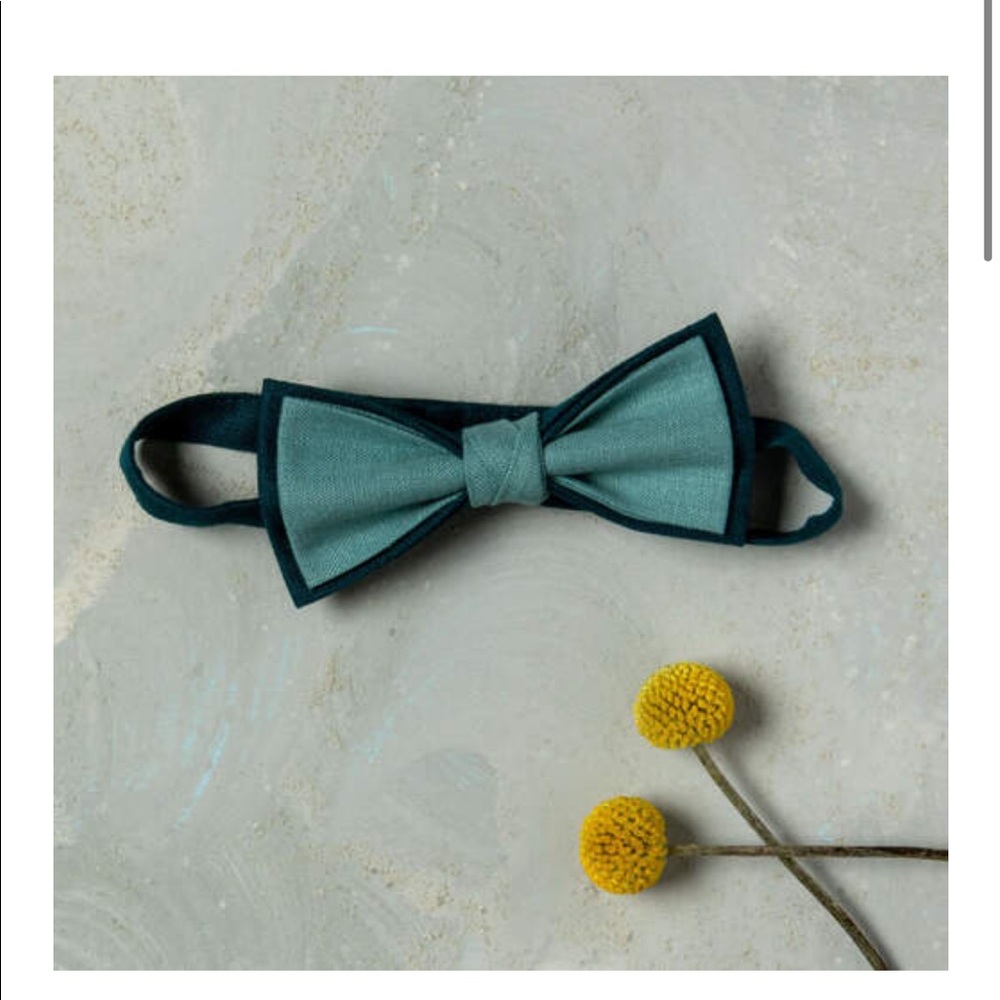 Teal Linen Bow tie